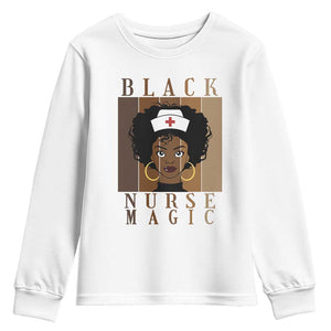 Black Nurse Magic Youth Sweatshirt Black History Month Nurse Gift TS12 White Print Your Wear