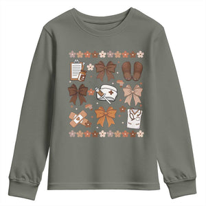 Proud Black Nurse Youth Sweatshirt Gift For African Nurse Black History TS12 Military Green Print Your Wear