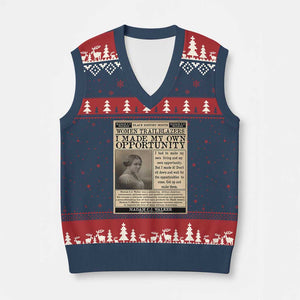 Madam C.J. Walker V-Neck Knit Sweater Vest I Made My Own Opportunity TS12 Navy Red Print Your Wear