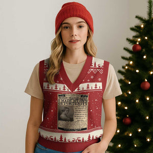 Madam C.J. Walker V-Neck Knit Sweater Vest I Made My Own Opportunity TS12 Red Beige Print Your Wear