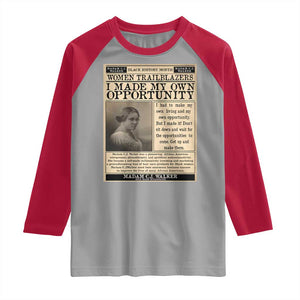 Madam C.J. Walker Raglan Shirt I Made My Own Opportunity TS12 Sport Gray Red Print Your Wear