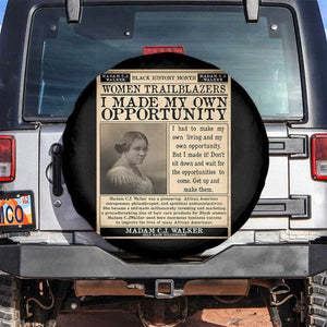 Madam C.J. Walker Spare Tire Cover I Made My Own Opportunity TS12 No hole Black Print Your Wear