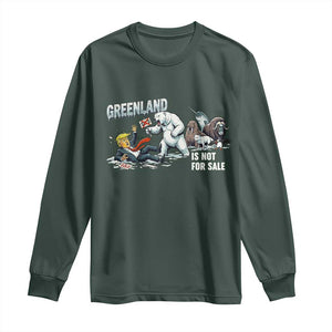 Greenland Not For Sale Long Sleeve Shirt Political Humor Gift TS12 Dark Forest Green Print Your Wear