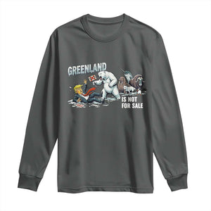 Greenland Not For Sale Long Sleeve Shirt Political Humor Gift TS12 Dark Heather Print Your Wear