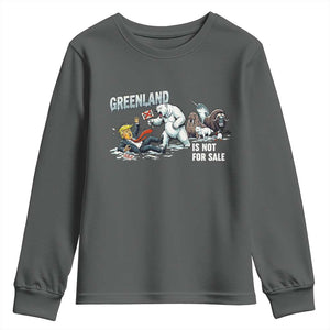 Greenland Not For Sale Youth Sweatshirt Political Humor Gift TS12 Dark Heather Print Your Wear