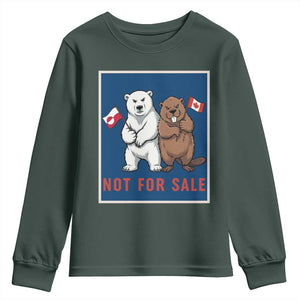 Funny Polar Bear And Beaver Political Protest Youth Sweatshirt Not For Sale TS12 Dark Forest Green Print Your Wear