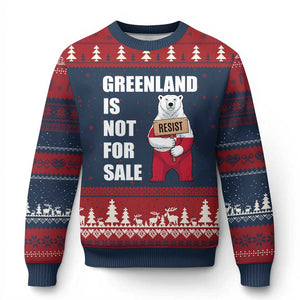 Greenland Not For Sale Ugly Christmas Sweater Anti Authoritarian Political Gag Gift TS12 Navy Red Print Your Wear