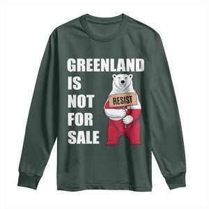 Greenland Not For Sale Long Sleeve Shirt Anti Authoritarian Political Gag Gift TS12 Dark Forest Green Print Your Wear