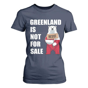Greenland Not For Sale T Shirt For Women Anti Authoritarian Political Gag Gift TS12 Navy Print Your Wear