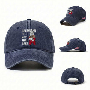 Greenland Not For Sale Washed Cotton Baseball Cap Anti Authoritarian Political Gag Gift TS12 Washed Cap Universal Fit Navy Print Your Wear