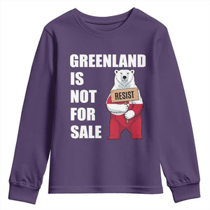 Greenland Not For Sale Youth Sweatshirt Anti Authoritarian Political Gag Gift TS12 Purple Print Your Wear