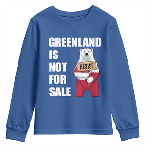 Greenland Not For Sale Youth Sweatshirt Anti Authoritarian Political Gag Gift TS12 Royal Blue Print Your Wear