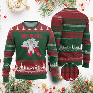 Greenland Is Not For Sale Ugly Christmas Sweater Support Greenlander Gift TS12 Red Green Print Your Wear