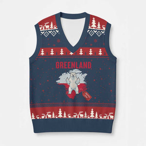Greenland Is Not For Sale V-Neck Knit Sweater Vest Support Greenlander Gift TS12 Navy Red Print Your Wear