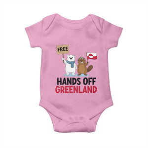 Funny Polar Bear Political Protest Baby Onesie Hands Off Greenland TS12 Light Pink Print Your Wear