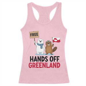 Funny Polar Bear Political Protest Racerback Tank Top Hands Off Greenland TS12 Light Pink Print Your Wear