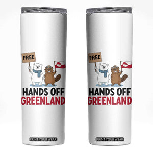 Funny Polar Bear Political Protest Skinny Tumbler Hands Off Greenland TS12 White Print Your Wear