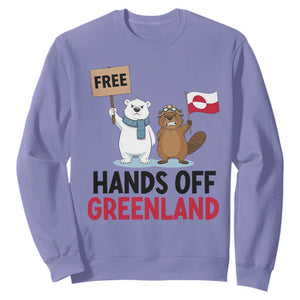 Funny Polar Bear Political Protest Sweatshirt Hands Off Greenland TS12 Violet Print Your Wear