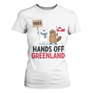 Funny Polar Bear Political Protest T Shirt For Women Hands Off Greenland TS12 White Print Your Wear