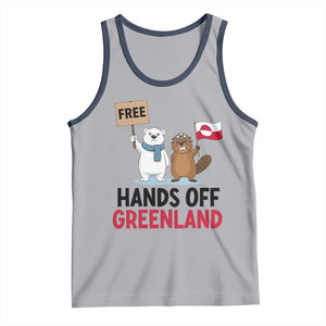 Funny Polar Bear Political Protest Tank Top Hands Off Greenland TS12 Athletic Heather Navy Print Your Wear