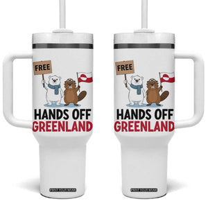 Funny Polar Bear Political Protest Tumbler With Handle Hands Off Greenland TS12 One Size: 40 oz White Print Your Wear