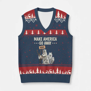 Make America Go Away V-Neck Knit Sweater Vest Greenland Support Gift TS12 Navy Red Print Your Wear