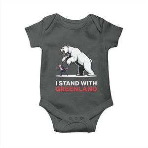 I Stand With Greenland Baby Onesie Anti Fascist Political Parody Gift TS12 Dark Heather Print Your Wear