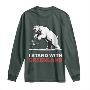 I Stand With Greenland Long Sleeve Shirt Anti Fascist Political Parody Gift TS12 Dark Forest Green Print Your Wear