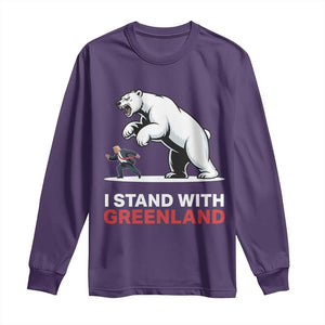 I Stand With Greenland Long Sleeve Shirt Anti Fascist Political Parody Gift TS12 Purple Print Your Wear