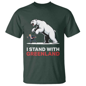 I Stand With Greenland T Shirt Anti Fascist Political Parody Gift TS12 Dark Forest Green Print Your Wear