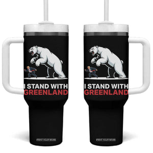 I Stand With Greenland Tumbler With Handle Anti Fascist Political Parody Gift TS12 One Size: 40 oz Black Print Your Wear
