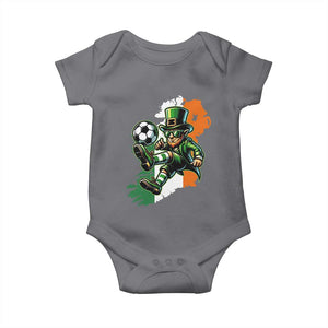 Funny Leprechaun Playing Soccer Baby Onesie St Patricks Day TS12 Charcoal Print Your Wear