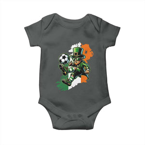 Funny Leprechaun Playing Soccer Baby Onesie St Patricks Day TS12 Dark Heather Print Your Wear