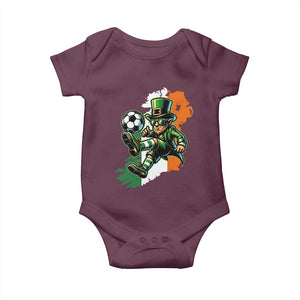 Funny Leprechaun Playing Soccer Baby Onesie St Patricks Day TS12 Maroon Print Your Wear