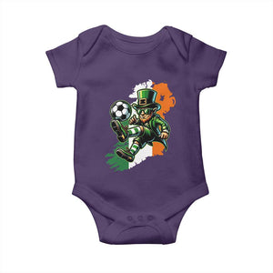 Funny Leprechaun Playing Soccer Baby Onesie St Patricks Day TS12 Purple Print Your Wear