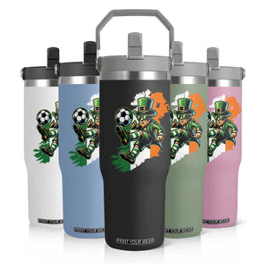 Funny Leprechaun Playing Soccer Flip Straw Tumbler St Patricks Day TS12 Print Your Wear