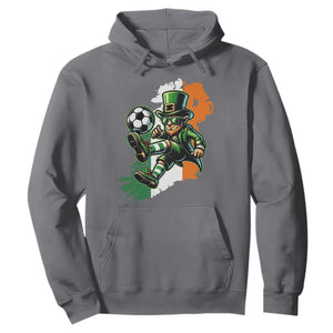 Funny Leprechaun Playing Soccer Hoodie St Patricks Day TS12 Charcoal Print Your Wear