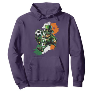 Funny Leprechaun Playing Soccer Hoodie St Patricks Day TS12 Purple Print Your Wear