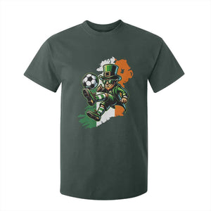 Funny Leprechaun Playing Soccer T Shirt For Kid St Patricks Day TS12 Dark Forest Green Print Your Wear