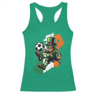 Funny Leprechaun Playing Soccer Racerback Tank Top St Patricks Day TS12 Irish Green Print Your Wear
