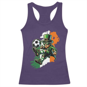 Funny Leprechaun Playing Soccer Racerback Tank Top St Patricks Day TS12 Purple Print Your Wear