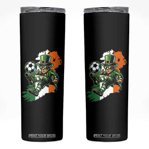 Funny Leprechaun Playing Soccer Skinny Tumbler St Patricks Day TS12 Black Print Your Wear