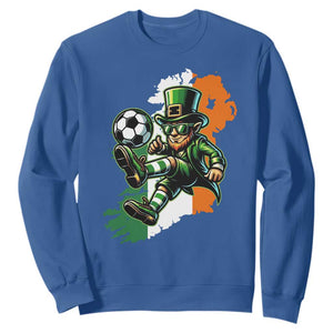 Funny Leprechaun Playing Soccer Sweatshirt St Patricks Day TS12 Royal Blue Print Your Wear