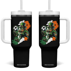 Funny Leprechaun Playing Soccer Tumbler With Handle St Patricks Day TS12 One Size: 40 oz Black Print Your Wear