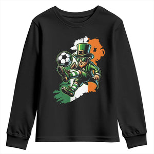 Funny Leprechaun Playing Soccer Youth Sweatshirt St Patricks Day TS12 Black Print Your Wear