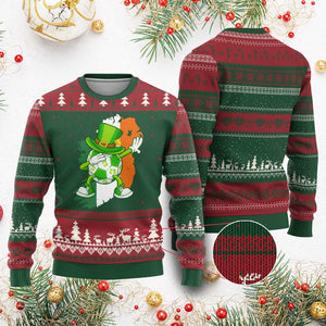 Funny Dabbing Soccer Ball Ugly Christmas Sweater St Patricks Day TS12 Red Green Print Your Wear