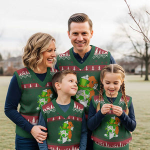Funny Dabbing Soccer Ball V-Neck Knit Sweater Vest St Patricks Day TS12 Red Green Print Your Wear
