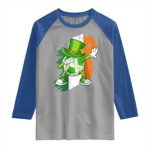 Funny Dabbing Soccer Ball Raglan Shirt St Patricks Day TS12 Sport Gray Royal Print Your Wear