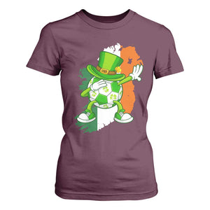 Funny Dabbing Soccer Ball T Shirt For Women St Patricks Day TS12 Maroon Print Your Wear