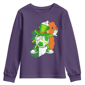 Funny Dabbing Soccer Ball Youth Sweatshirt St Patricks Day TS12 Purple Print Your Wear